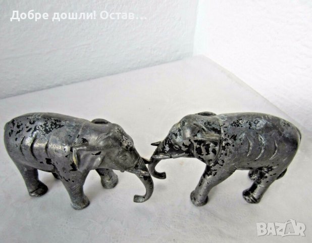 Метален слон, 2 бр,  фигура пластика  метал, слонове, снимка 4 - Статуетки - 43449697