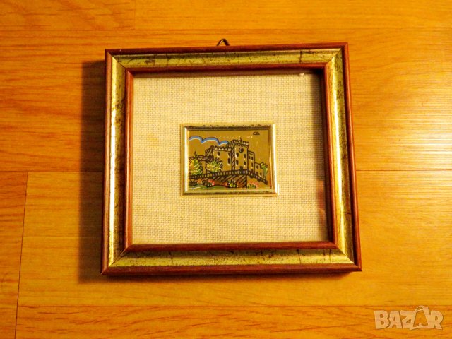 Старинна златна картина рисувана върху златно фолио - ЗАМЪК  - с маркировка за злато 917 ( 22 карата, снимка 3 - Картини - 36906618