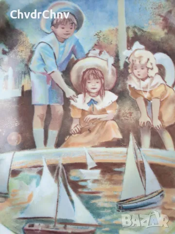 Limoges Turgot Children/ЛИМОЖ френска колекционерска декоративна порцеланова чиния-картина, снимка 2 - Картини - 48118260