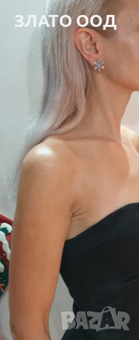 ЗЛАТНИ ОБЕЦИ С ДИАМАНТИ, снимка 5 - Обеци - 9368368