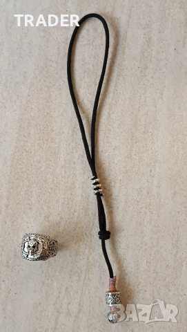 Готически пръстен с череп амулет гривна висулка