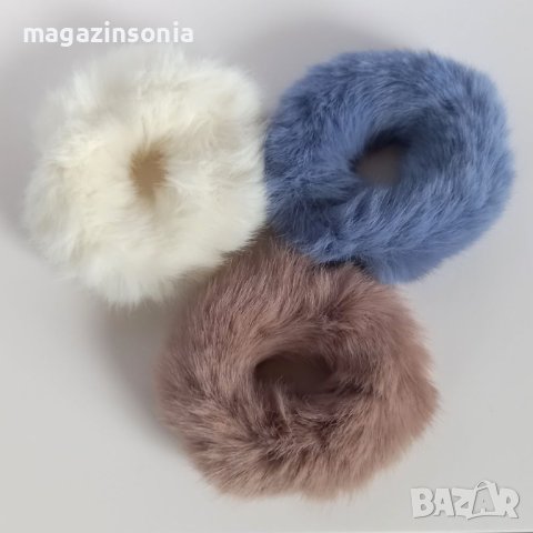 Цветни и красиви пухени ластици за коса в различни цветове, снимка 3 - Аксесоари за коса - 38951236