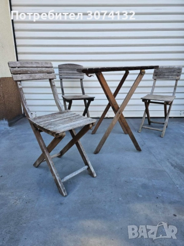 Сгъваем ретро сет (три броя столове и маса) , снимка 2 - Маси - 52123111