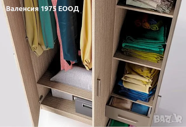 Трикрил гардероб с чекмеджета Сити 1028 дъб артисан или комбинация мока/ лате, снимка 9 - Гардероби - 47361407