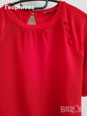 Червена блуза с копчeта, снимка 3 - Туники - 37967277