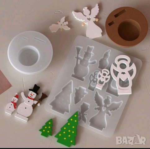 Комплект два молда за 4 вида коледни свещници , снимка 8 - Форми - 51846614