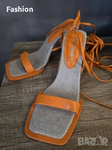 Нови уникални дамски обувки \ сандали на ток с връзки, снимка 5 - Дамски обувки на ток - 53588477