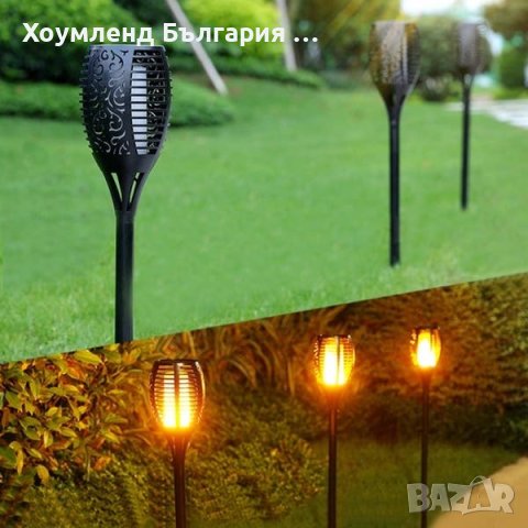 Соларна LED лампа тип факла имитираща огънен пламък - два размера, снимка 2 - Соларни лампи - 40705911