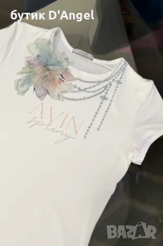 АVIN Топ Spring с 3D флорална скица, снимка 5 - Тениски - 50042925