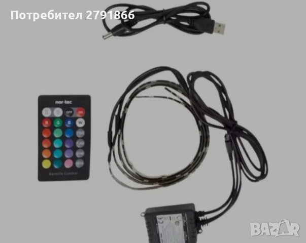 USB LED лента Nor-Tec 2бр 50 см, снимка 4 - Лед осветление - 43835635