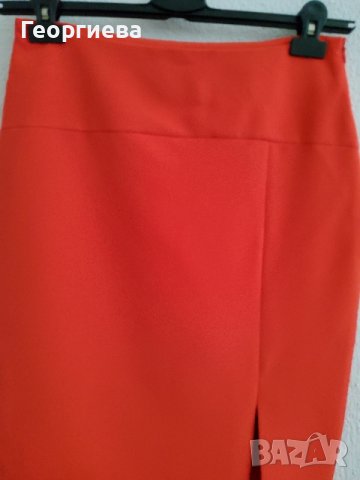 Стилна пола в цвят мандарина, снимка 3 - Поли - 37889241
