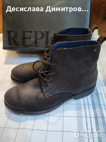Оригинални нови мъжки обувки боти REPLAY естествена кожа размер 44, снимка 2 - Мъжки боти - 47639165
