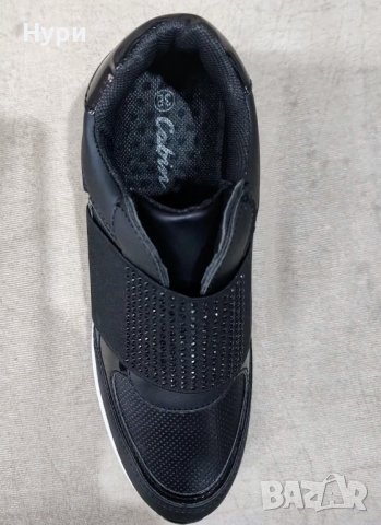 Дамски, черни маратонки на платформа, снимка 2 - Маратонки - 41930604