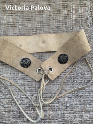 Бежов широк колан естествена кожа, снимка 8 - Колани - 32337811