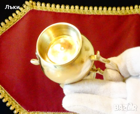 Бронзова каничка,латиера,гравирана. , снимка 5 - Антикварни и старинни предмети - 33517059