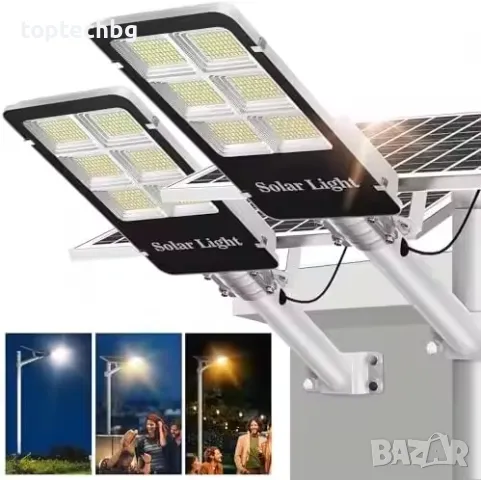 2БР Улична соларна лампа JORTAN с панел и стойка 1800W