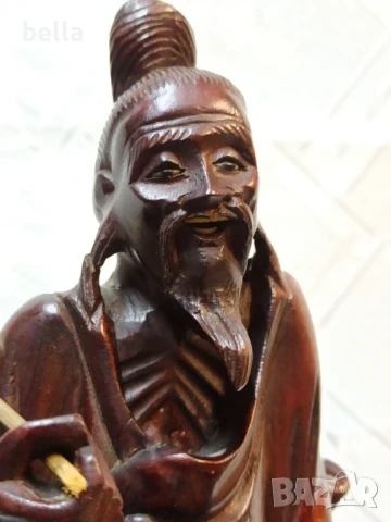 Стара махагонова пластика Хонг Конг ,в прекрасно запазен вид уникална детайлна изработка ., снимка 11 - Антикварни и старинни предмети - 50625514