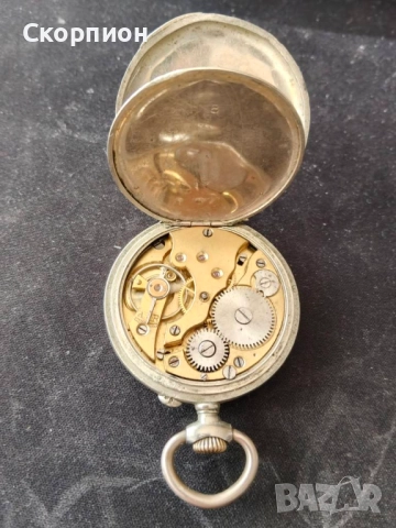 Швейцарски джобен часовник с посребрени капаци - ПЕРФЕКТЕН, снимка 13 - Джобни - 48836548