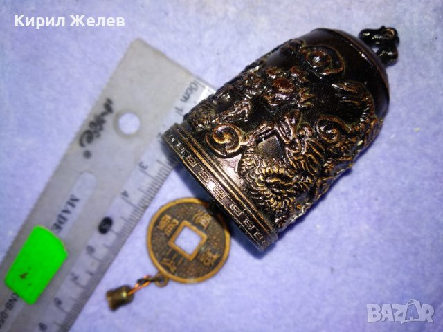 КРАСИВА КИТАЙСКА ТРАДИЦИОННА ФЪН ШУЙ МЕСИНГОВА ПОМЕДНЕНА ОРНАМЕНТИРАНА КАМБАНКА ЗВЪНЧЕ 21441, снимка 7 - Декорация за дома - 43805251