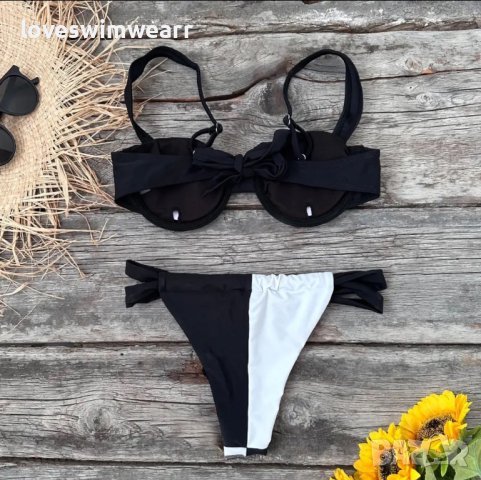 Бански в черно и бяло, снимка 5 - Бански костюми - 43619073