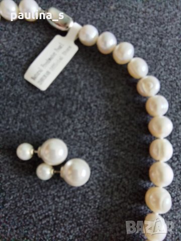 Комплет от колие тип чокър и обеци от естествена перла / сребърна закопчалка 925 , снимка 9 - Бижутерийни комплекти - 33168768