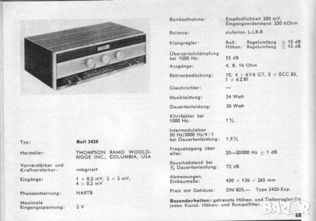BELL 2420- лампов стерео vintage усилвател., снимка 2 - Ресийвъри, усилватели, смесителни пултове - 38988802