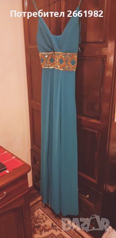 Разкошна тюркоазена дълга рокля
