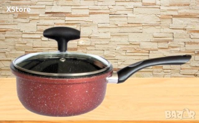 Касерола с капак Rosberg R51321G18, 18см./1.8л., Мраморно покр., Индукция, Бордо меланж, снимка 2 - Съдове за готвене - 52497867