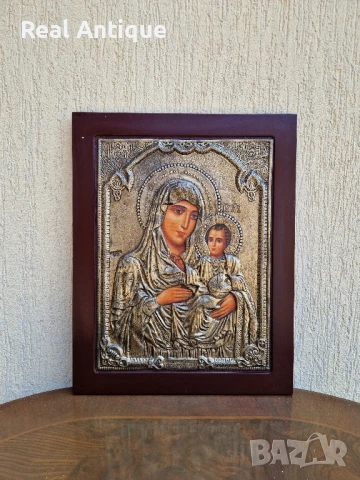 Чудесна голяма красива сребърна икона със сертификат и маркировка 