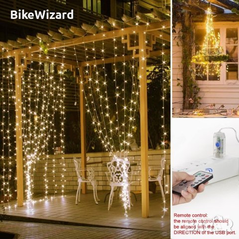 Светодиодни светлинни завеси 3x3 метра USB захранване НОВИ, снимка 3 - Други - 43493278