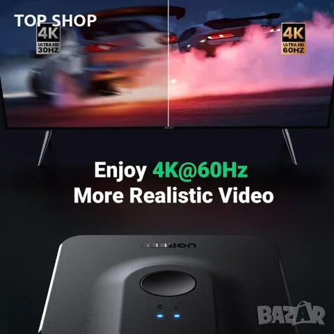 UGREEN HDMI сплитер 2 в 1 изход HDMI превключвател, 4K, двупосочен,Поддържа HD Dolby 3D HDR, снимка 7 - Друга електроника - 48774440
