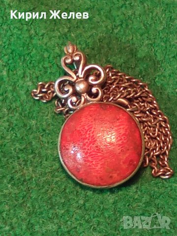АВТОРСКО СРЕБЪРНО АР ДЕКО КОЛИЕ СРЕБРО 925 Част От КОМПЛЕКТ с ШЛИФОВАН НАТУРАЛЕН ЧЕРВЕН КОРАЛ 34618, снимка 8 - Колиета, медальони, синджири - 39569186