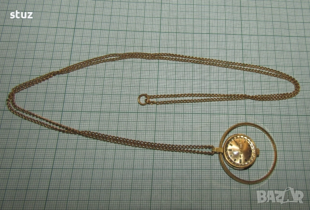 Дамски механичен часовник Чайка, за врат, колие, позлатен, снимка 4 - Антикварни и старинни предмети - 52952611