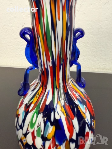 Стъклена ваза Мурано Fratelli Toso многоцветна. №7513, снимка 6 - Антикварни и старинни предмети - 52120888
