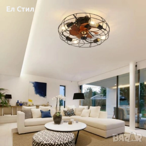 Вентилатор за таван с LED осветление, 50 см–енергоспестяващ DC мотор, 6 скорости, снимка 5 - Лед осветление - 53588153