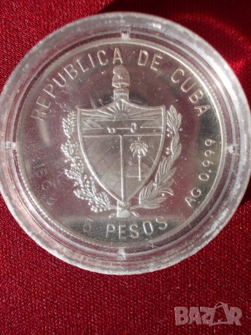 Инвестиционна монета 5 песос, сребро, 1993г.