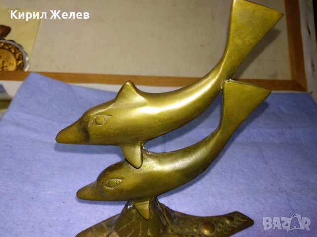 КРАСИВИ ДЕЛФИНЧЕТА Декоративна ФИГУРАЛНА НАСТОЛНА МЕСИНГОВА СТАТУЕТКА - За ТЕМА ФАУНА ИНТЕРИОР 42674, снимка 8 - Статуетки - 43920849