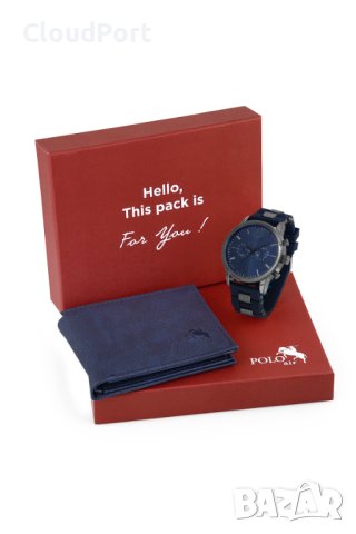 POLO Air, Мъжки комплект портфейл и часовници, тъмносин, снимка 2 - Портфейли, портмонета - 43088284