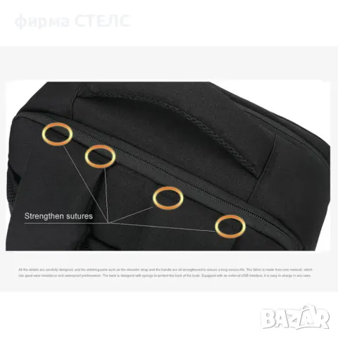 Раница за пътуване STELS, Ръчен багаж, 30x14x45см, Tъмносив, снимка 11 - Раници - 47373122