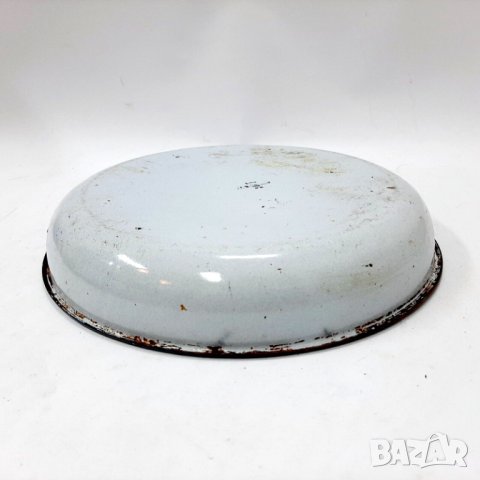 Стара емайлирана кръгла тавичка, паница (8.3), снимка 4 - Антикварни и старинни предмети - 43673743