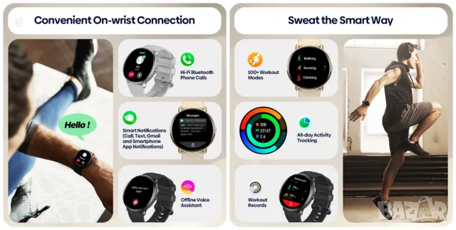 Смарт часовник Zeblaze GTR 3 Pro,Разговори,Водоустойчив 1.43'', Сребрист НОВ, снимка 15 - Смарт часовници - 47948698