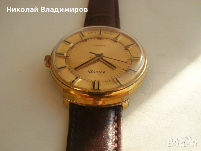 Wostok Восток голям 38,3 мм. мъжки руски позлатен ръчен часовник, снимка 6 - Мъжки - 52377857