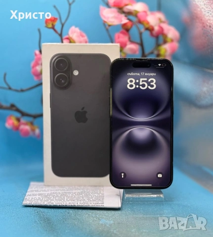 ГАРАНЦИОНЕН!!! Apple iPhone 16, 128GB, 5G, Black 