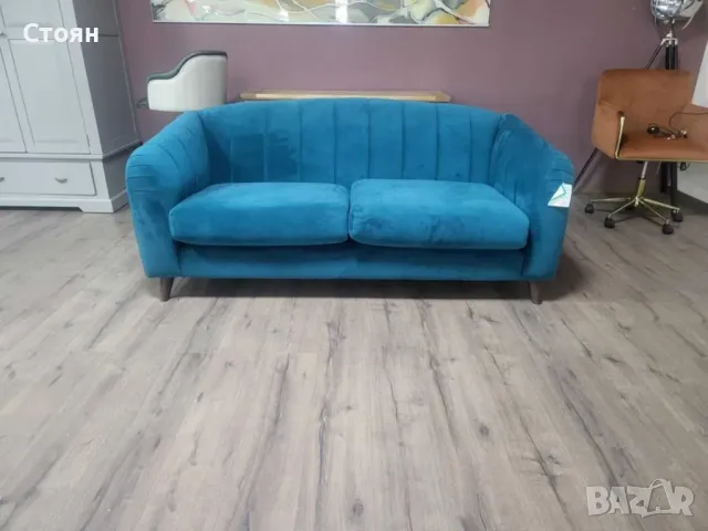 Дизайнерски син диван от плат голяма двойка, снимка 10 - Дивани и мека мебел - 47756311
