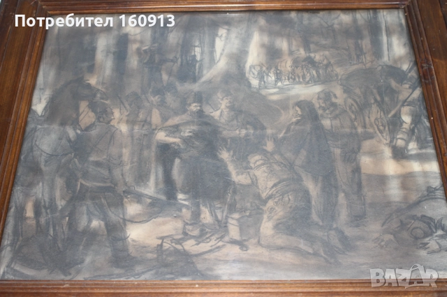 Стара патриотична картина. Хайдути нападат турски керван ., снимка 4 - Антикварни и старинни предмети - 51910177