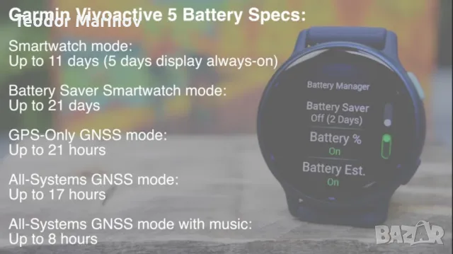 Garmin Vivoactive 5 Music/Black, снимка 9 - Смарт часовници - 49570326