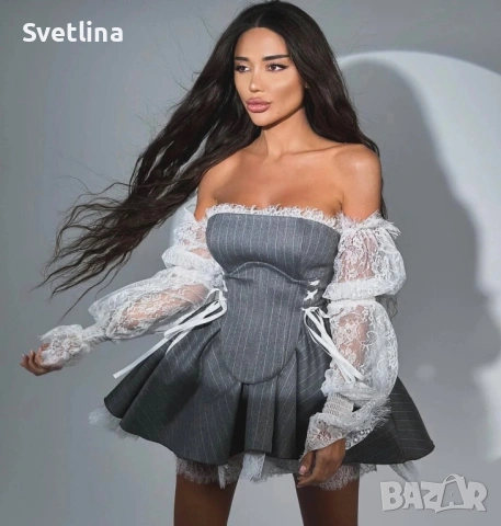 Елегантна къса дамска рокля с дантела, снимка 3 - Рокли - 53189157