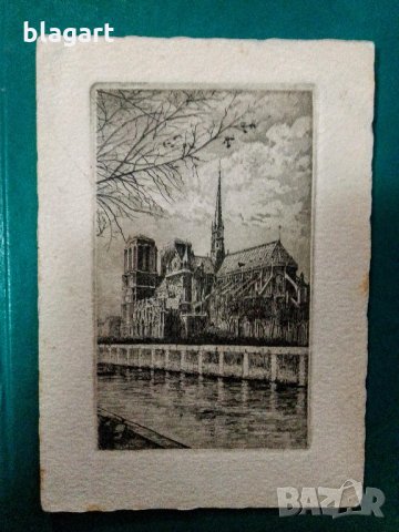 Графика-офорт"Нотр Дам"-Париж 1930г., снимка 1 - Колекции - 26650798