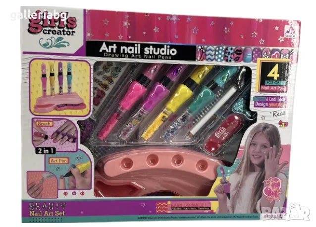 Комплект за маникюр Girl’s Creator – Art Nail Studio с писалки и поставка