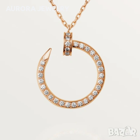 CARTIER Nail Juste un Clou Rose Gold Paved Diamonds Дамско Колие Пирон, снимка 10 - Колиета, медальони, синджири - 53238926
